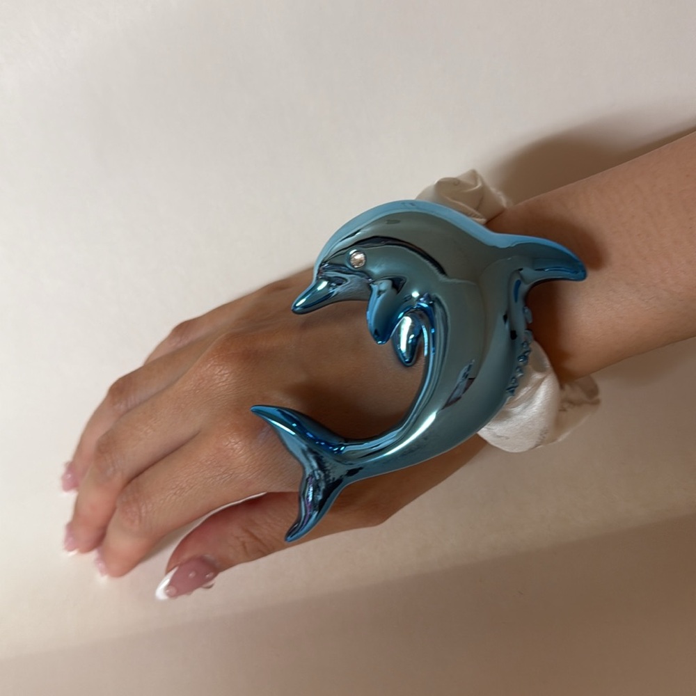 Blue Dolphin Puffy Hair scrunchie